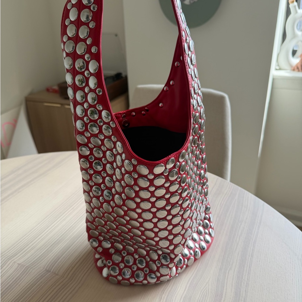 Dotthz The Valerie Red Studded Shoulder Bag